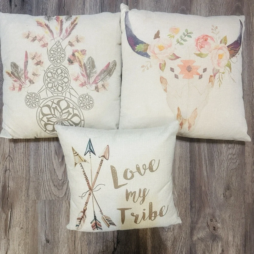 Love‎ My Tribe Set of 3 Pillow Covers Boho Tribal Southweatern
